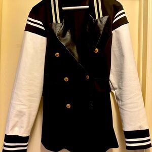 Black and white jacket nice with jeans and or black pants